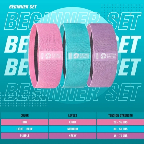 5 Star United Booty Bands For Beginners Exercise Butt Sculpting Fitness - Picture 7 of 7